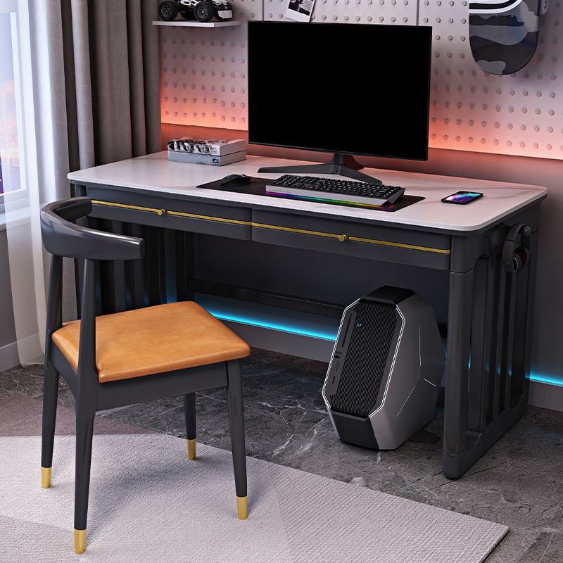 Rectangular Shaped Slate Computer Desk Grey/Black/Brown Writing Desk for Home