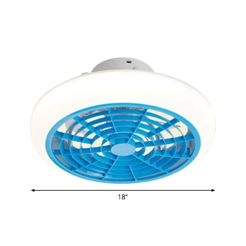 Circle Semi-Flush Mount Contemporary Acrylic 18" Wide LED Pendant Fan Light Fixture for Living Room