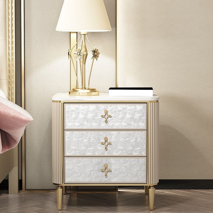 Glam Drawers Included Accent Table Nightstand 24" Tall with Legs