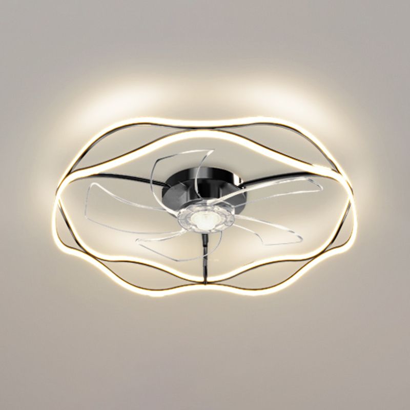 2 - Light LED Ceiling Fan Lighting in Gold / Black Modern Fan Light Fixture