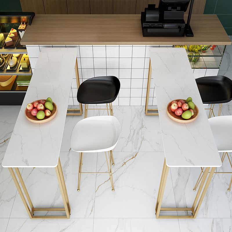 Eigentijdse goud en witte teller wijntafel marmeren vaste tafel indoor patio balk tafel