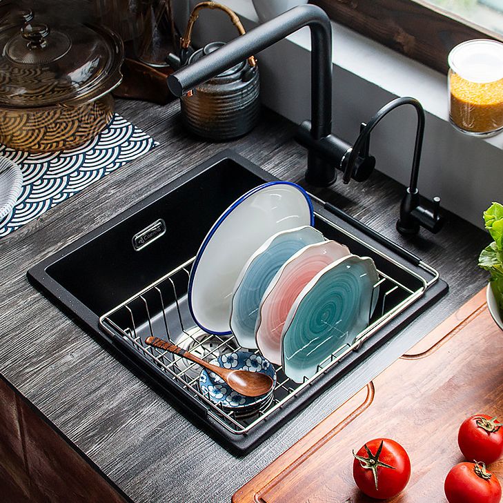 Stone Farmhouse Kitchen Sink Single Bowl Drop-In Sink with Basket Strainer