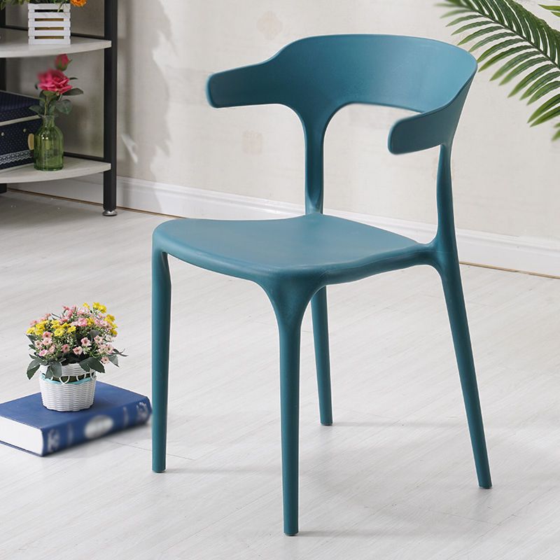 Contemporary Style Stackable Chair Open Back Kitchen Arm Chair with Plastic Legs