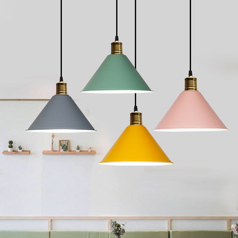 Metaal taps toelopend hangende licht Noordse moderne stijl 1 lichte restaurant plafond hanglamp