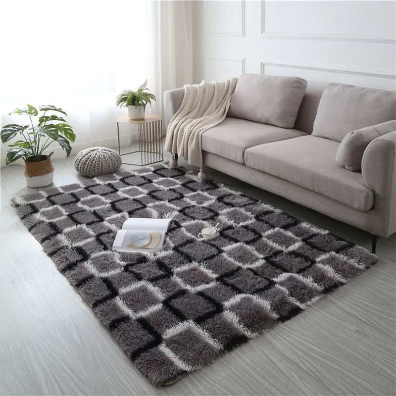 Modern Striped Rug Polyester Shag Indoor Carpet Non-Slip Backing Area Rug for Living Room