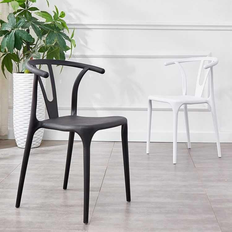 Contemporary Plastic Kitchen and Dining Room Chair Slat Back Side Chair