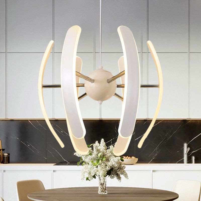 Globe Pendant Light Postmodern Acrylic 1 Light White Chandelier Lamp in White with Integrated LED