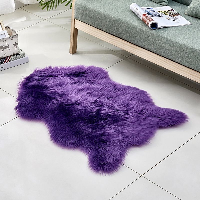 Multicolor Solid Foot Rug Artificial Wool Comfort Rug Pet Friendly Anti-Slip Backing Stain Resistant Carpet for Bedroom