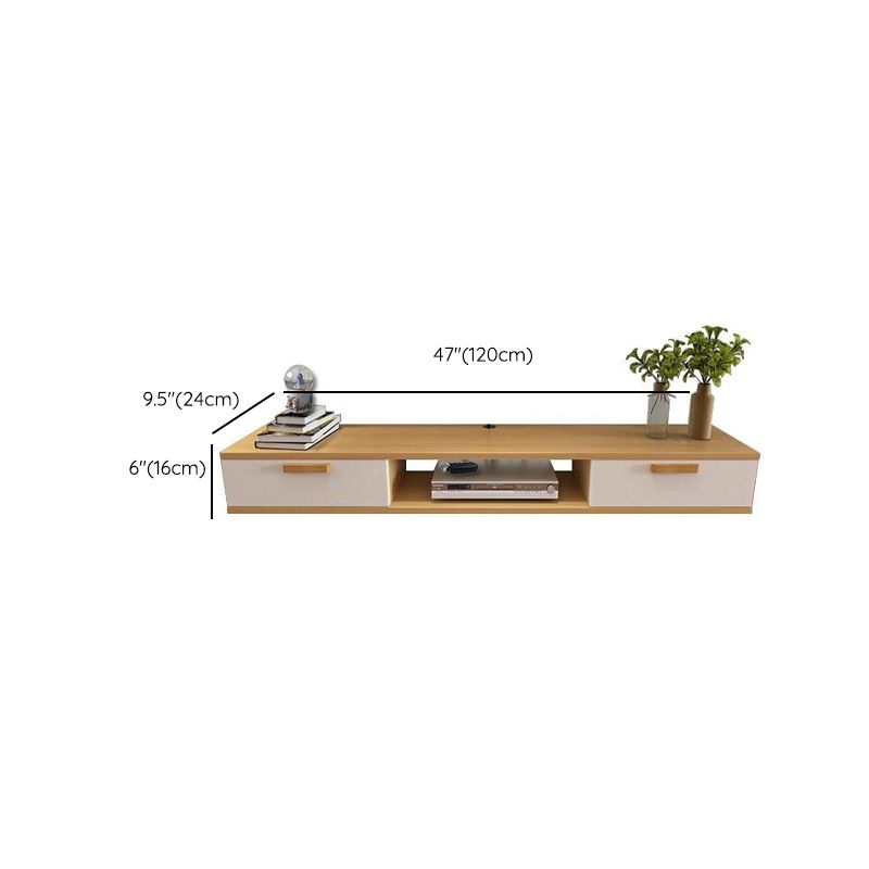 Modern Wood TV Console Open Storage TV Stand for Living Room