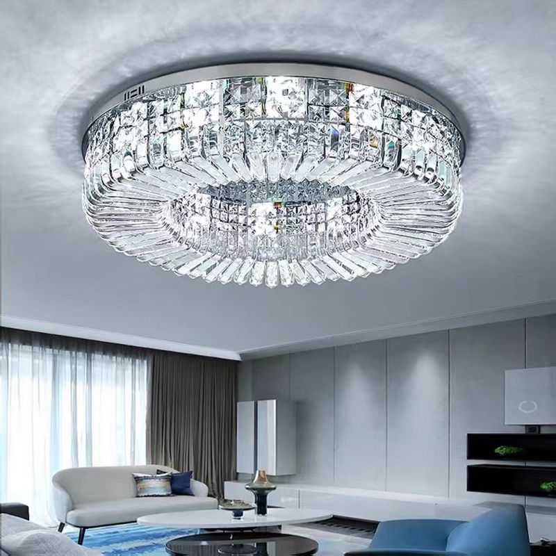 Modern Geometric Flush Light Fixtures Crystal Flush Mount Lights in Clear