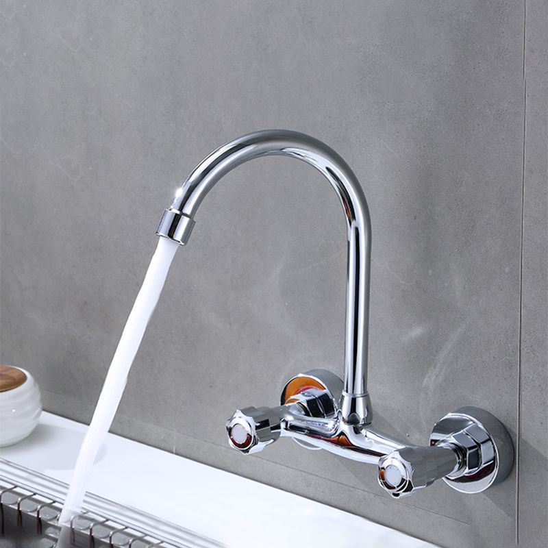 Modern Bar Faucet Brass Knob Handle Swivel Spout Wall Mounted Pot Filler Faucet