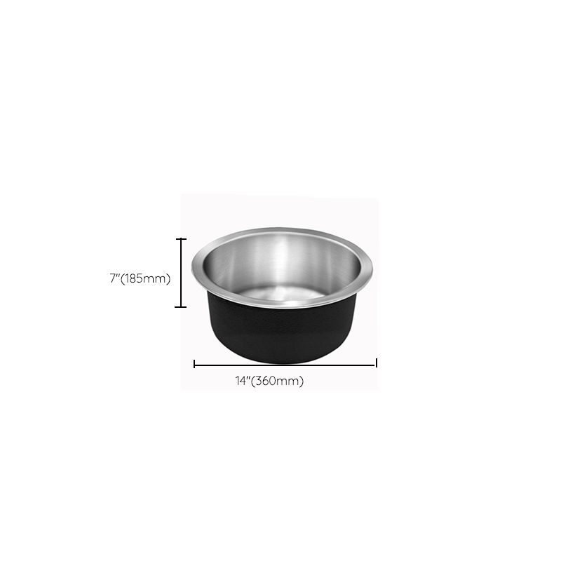 Contemporary Single Bowl Kitchen Sink Round Stainless Steel Sink with Drain Strainer Kit