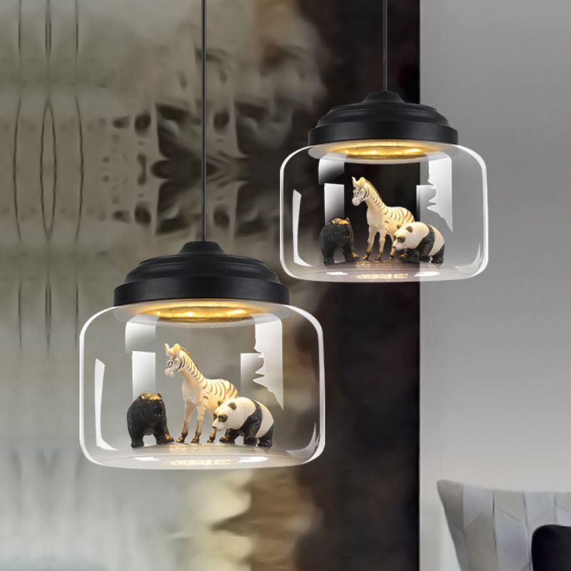 Lampe suspendue pour la chambre, éclairage pendentif en verre moderne réglable avec décoration des animaux (expéditions aléatoires d'animaux)