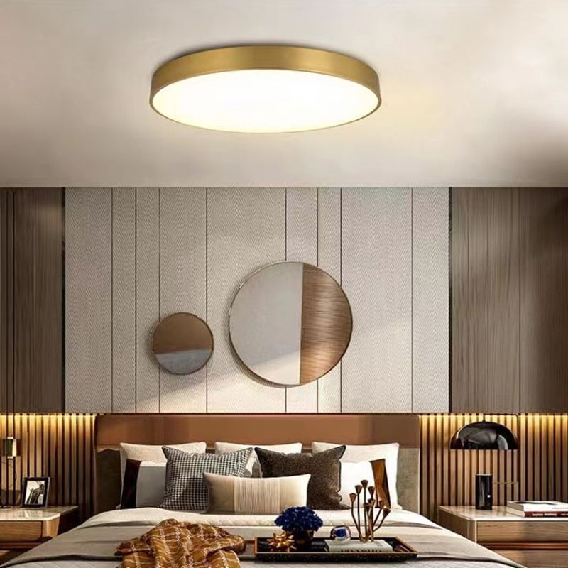 1-Light Round Flush Mount Lighting Modern Metal Ceiling Lighting