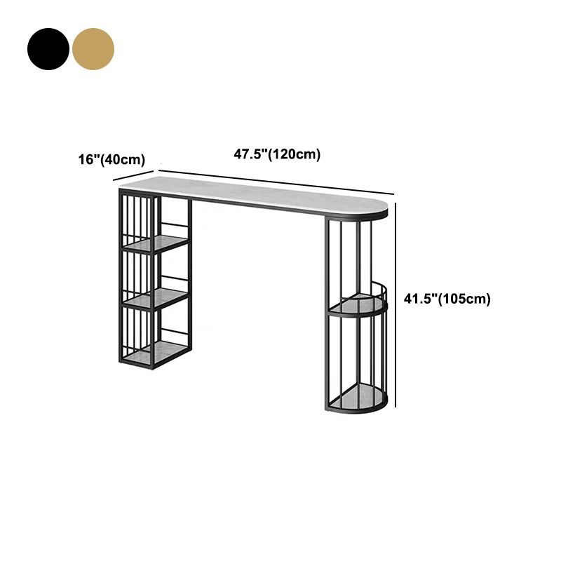 White Marble Counter-height Pub Table Modern Bar Dining Table for Living Room