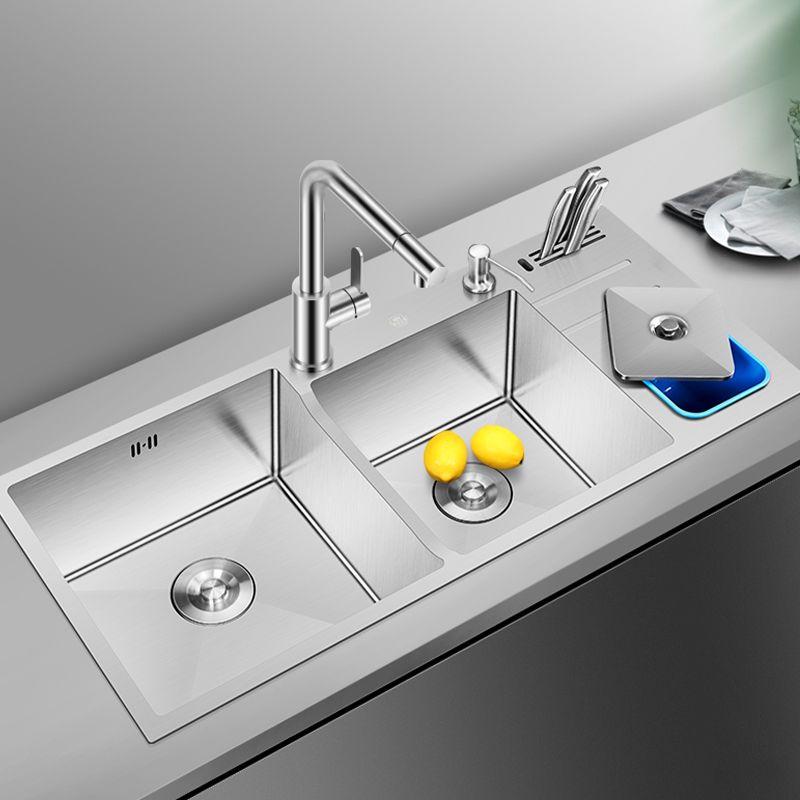 Modern Style Kitchen Sink Dirt Resistant Drop-In Sink with Drain Strainer Kit