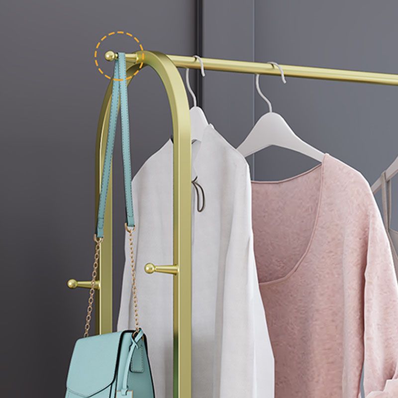 Luxurious Metallic Coat Hanger Free Standing Double Shelves Design Coat Rack