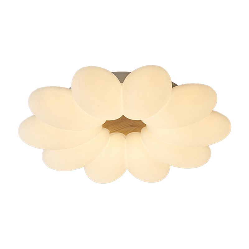 Flower Shape Flush Chandelier Lighting Modern Flush Mount Lighting in White Finish