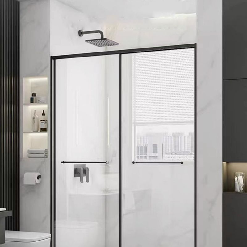 Tempered Glass Shower Bath Door Sliding Transparent Metal Framed Shower Door