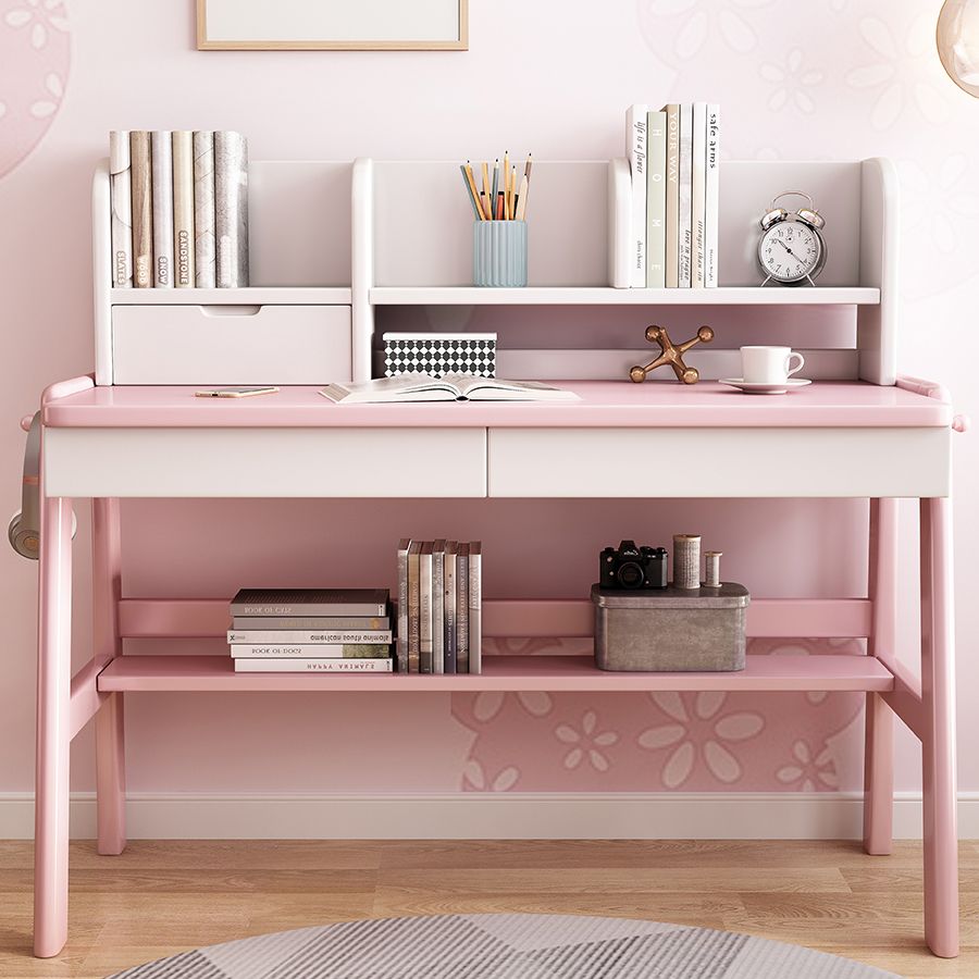 3 Drawers and 3 Shelves Kids Desk Writing Desk in Solid Wood