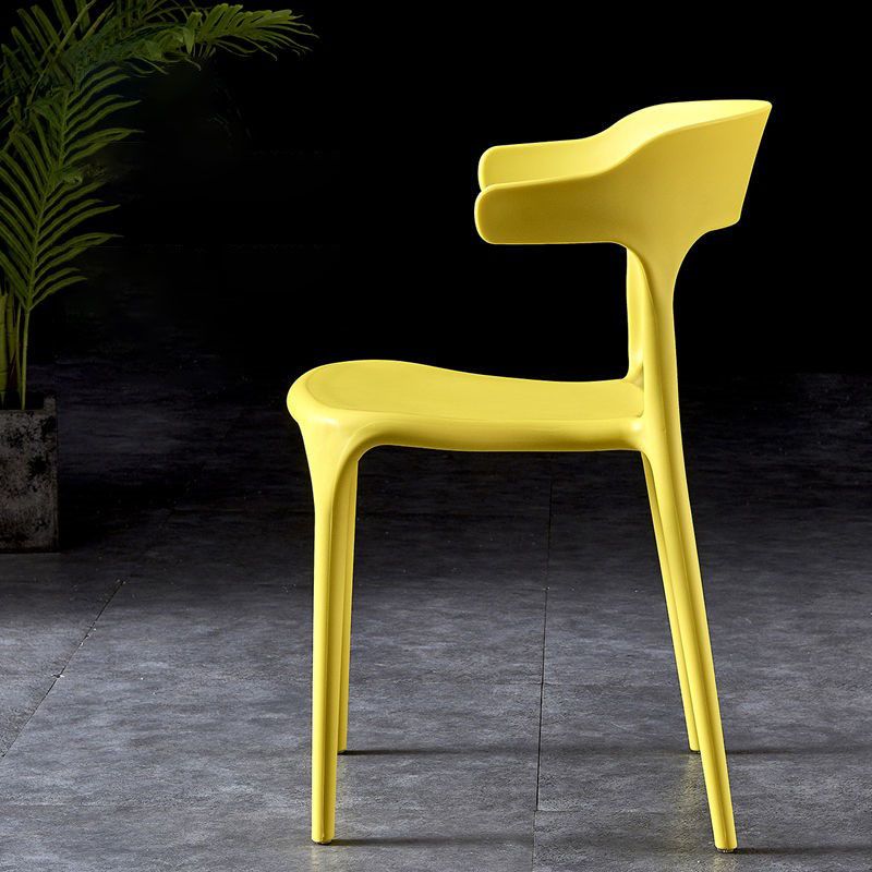 Scandinavian Plastic Restaurant Arm Chair Open Matte Finish Dining Chair