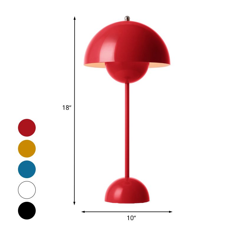 1-Light Study Room Reading Light Macaroon White/Black/Red Finish Table Lamp with Dome Metal Shade