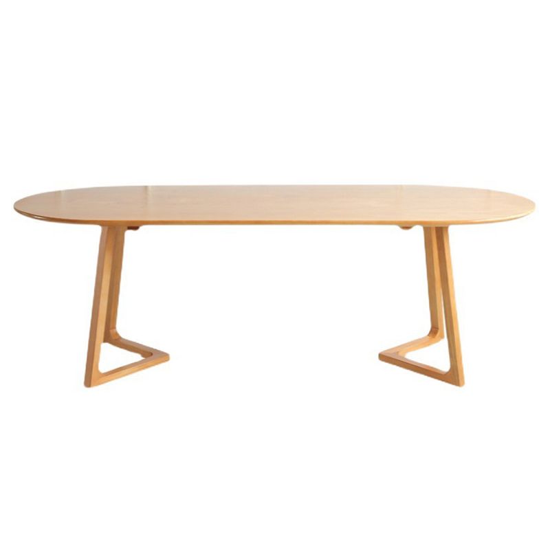 Contemporary Oval Dining Table Solid Wood Dining Table with Sled Base