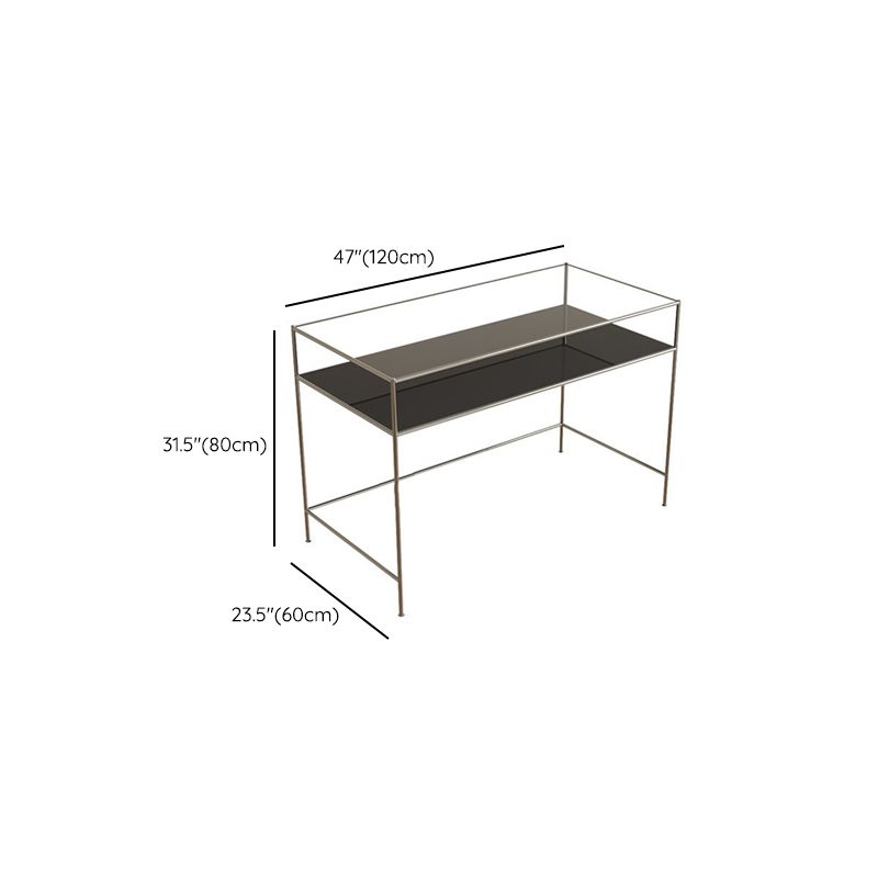 Modern Rectangular Writing Desk Chrome 31.5-inch Tall Office Desk with H-Base