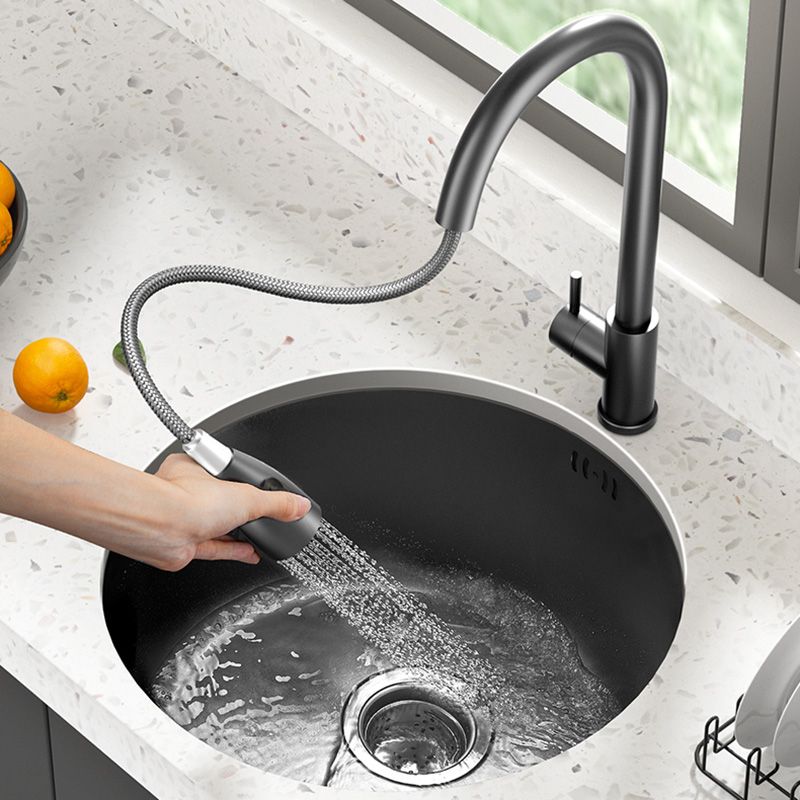 Modern Style Kitchen Sink Stainless Steel Round Kitchen Sink with Drain Strainer Kit