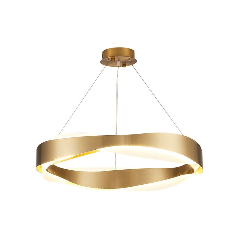 1-Light Suspension Light Postmodern Ring Shape Metal Chandelier Light Fixtures in Gold