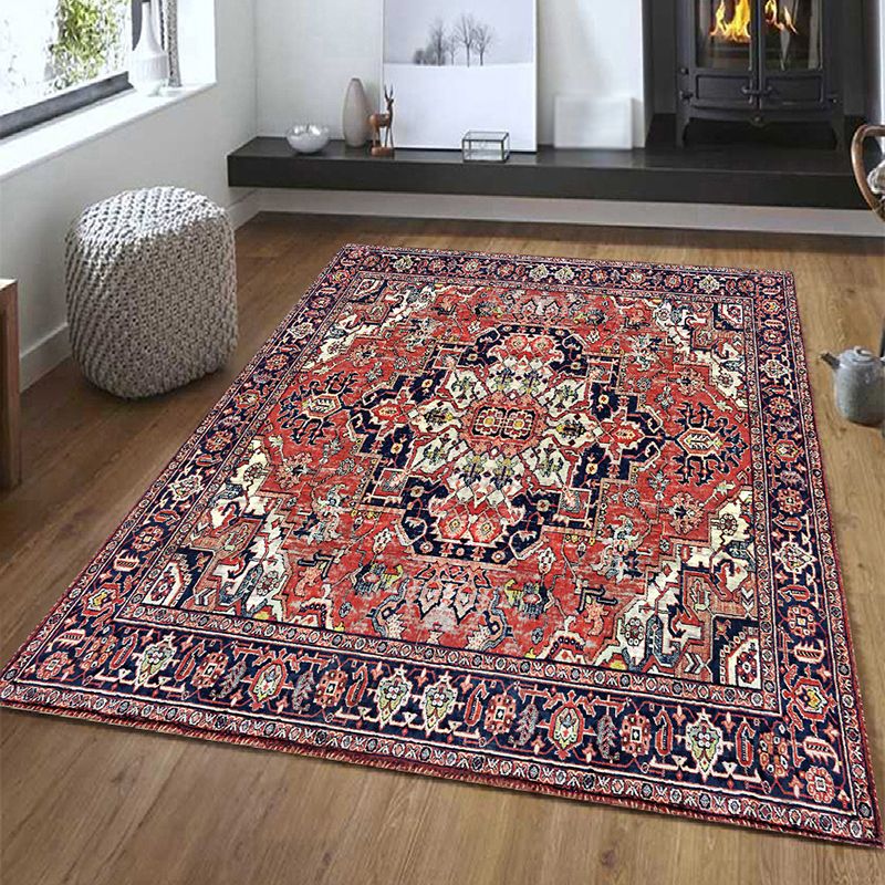 Traditional Tribal Symbols Carpet Polyester Indoor Rug Washable Area Carpet for Living Room