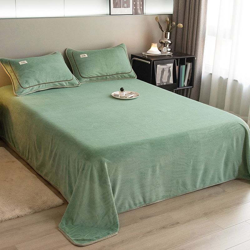 Villus Sheet Sets 1-Piece Whole Color Wrinkle Resistant Bed Sheet