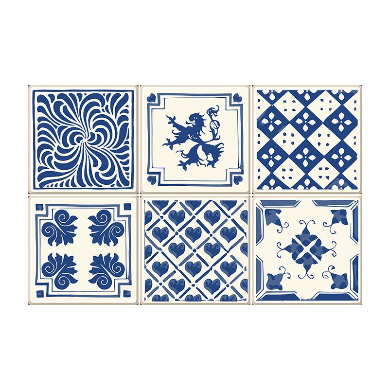 Ethnic Chinese Stick Wallpaper Panel Set for Accent Wall, Blue, 8' L x 8" W (18 Pieces)