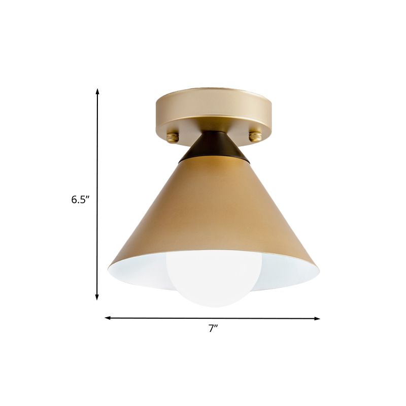 Conical Ceiling Mounted Fixture Modernist Metallic 1-Light Gold Finish Flushmount Light