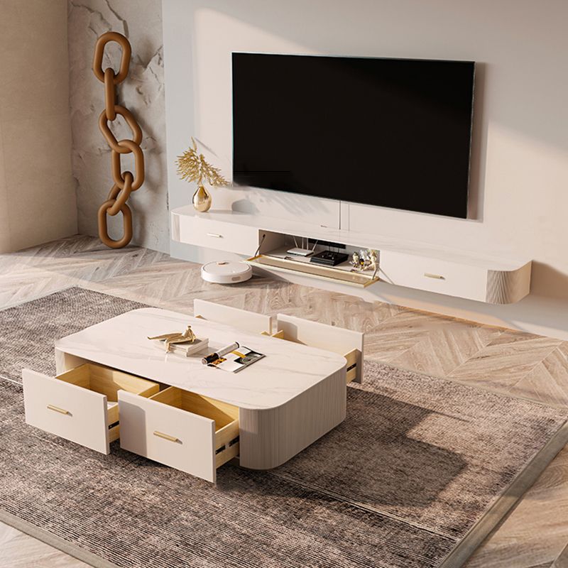 Glam TV Media Stand Wall-mounted TV Media Console with Drawers