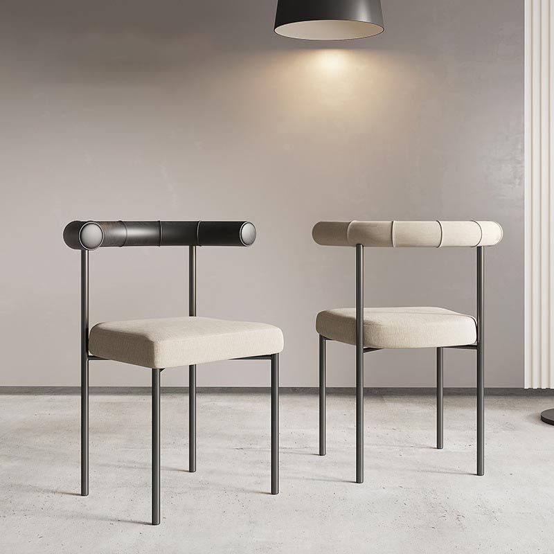 Modern Linen Dining Chair Open Back Dining Side Furniture in Matte Finish for Brasserie