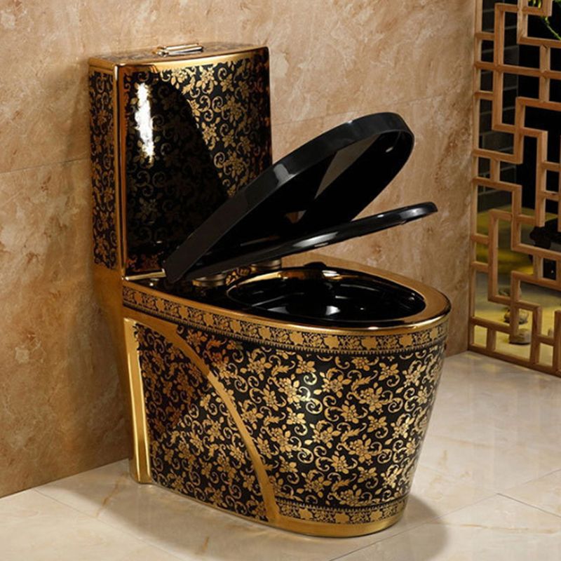 Contemporary One Piece Flush Toilet Floor Mounted Golden Urine Toilet for Washroom