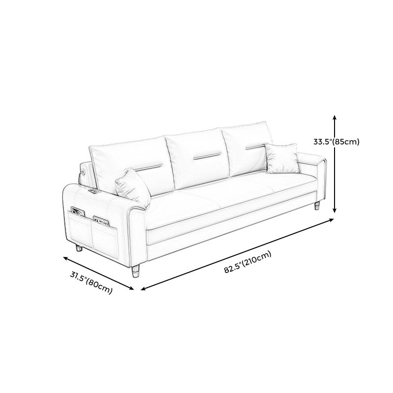 Square Arm Pillowed Back Cushions L-Shape Sectionals Sofa for 3 People