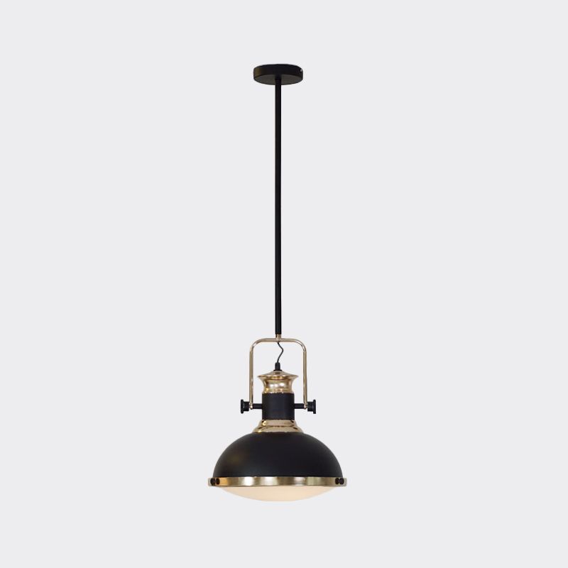 Metallic Black Drop Pendant Light Vintage 1 Bulb Restaurant Hanging Ceiling Lamp with Handle