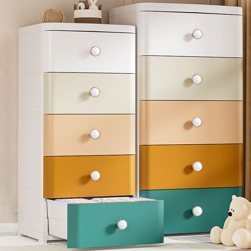 Contemporary Nursery Dresser Plastic Vertical Kids Nightstand with Drawers for Bathroom