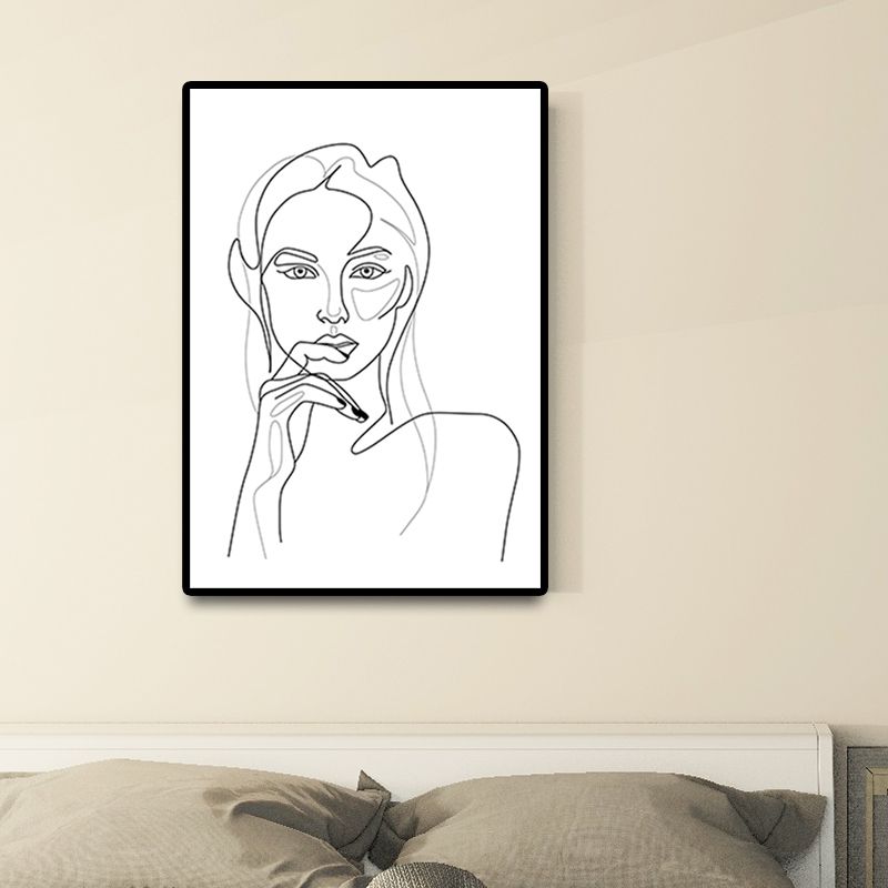 Light Color Minimalism Style Canvas Figure Portrait Wall Art Print for Living Room
