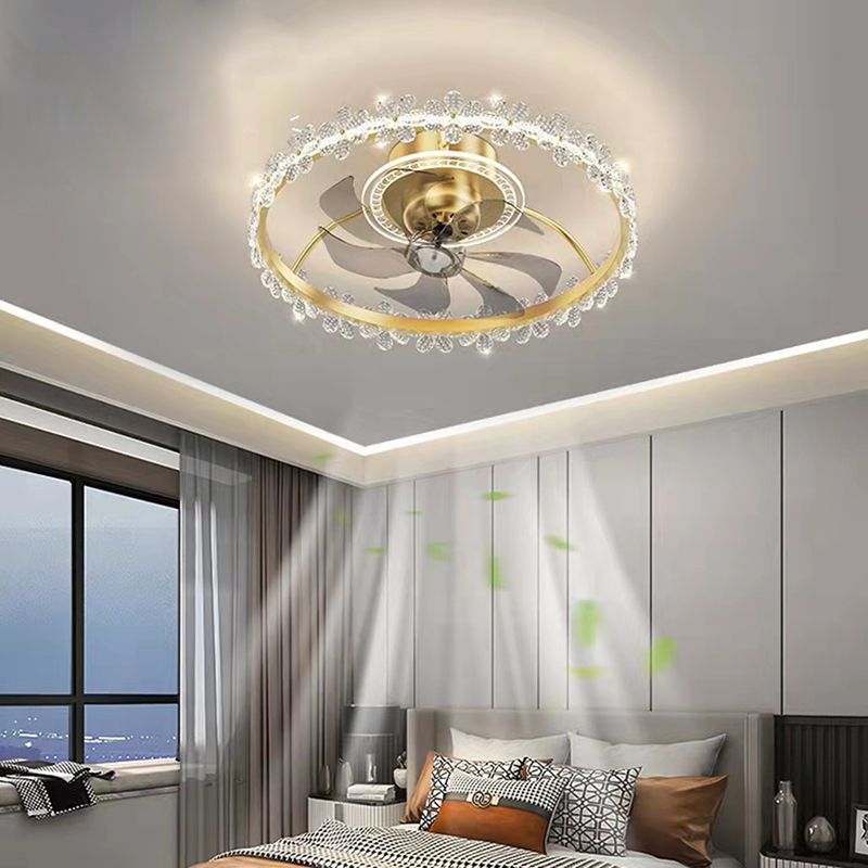 7-Blade Modern Ceiling Fan Metallic Polish Finish Fan with Light for Home