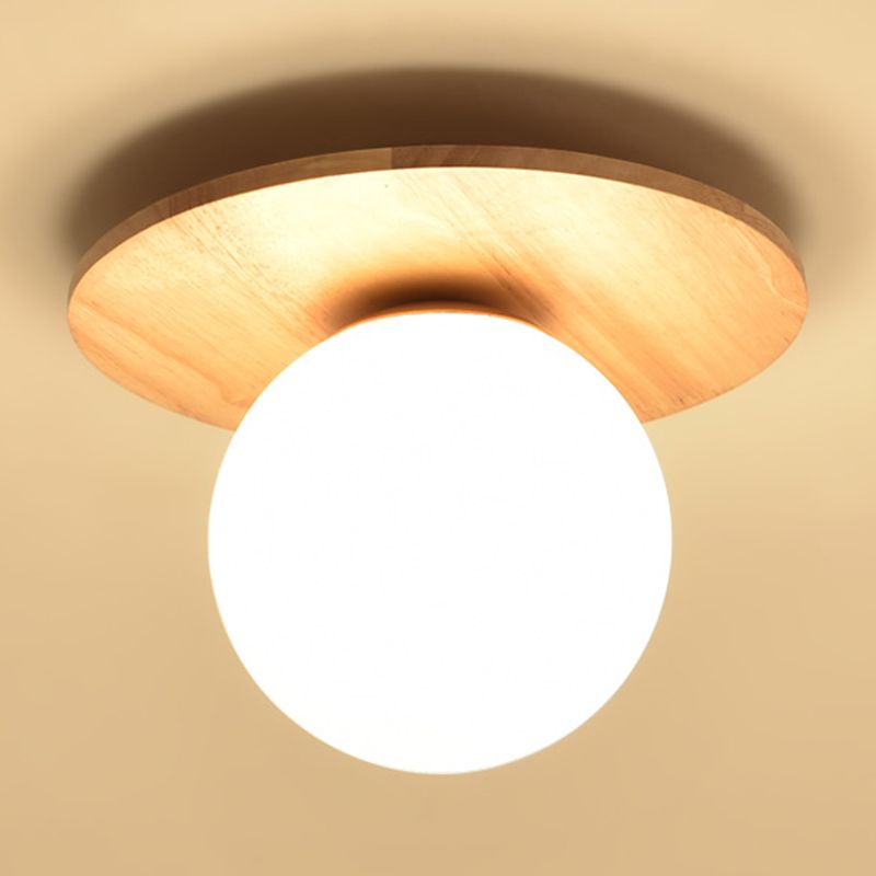 Modern Simple Ceiling Lamp Ball Shape Wooden Ceiling Light for Bedroom