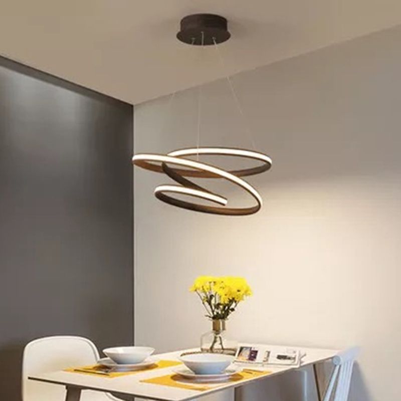 Twisted Ceiling Pendant Light Contemporary Style LED Metal Hanging Chandelier