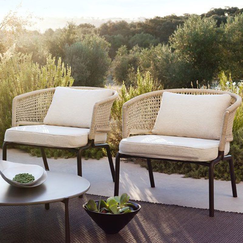 Contemporary Patio Sofa Water Resistant White Outdoor Patio Sofa