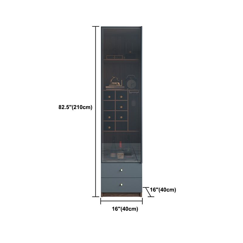 Modern Wood Display Stand Glass Doors Storage Cabinet for Living Room