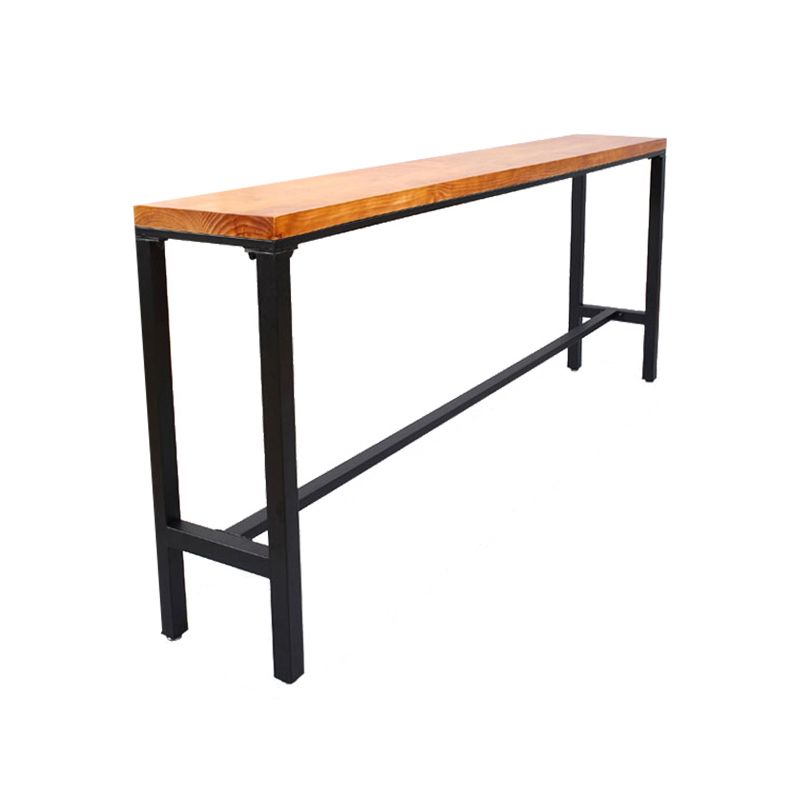 Industrial Rectangle Bar Table Pine Solid Wood Bistro Bar Desk with Footrest