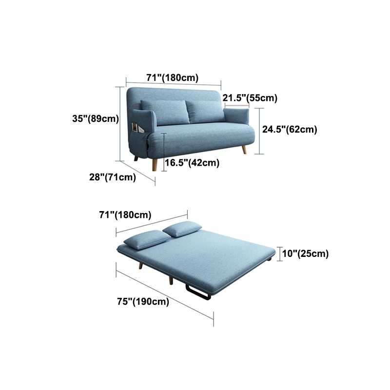 Contemporary Recessed Arm Cotton Blend and Faux Leather Sofa Bed