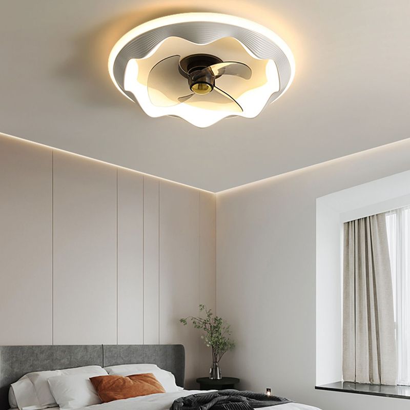 Round Modern Ceiling Fan Mount Metal and Acrylic LED Fan Ceiling Light