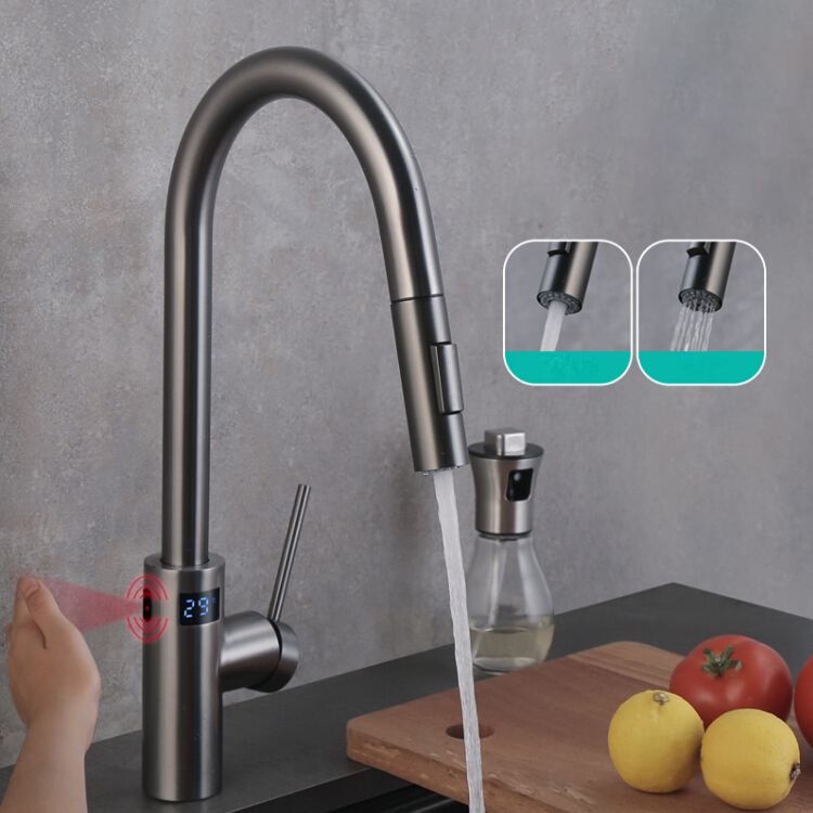 Swivel Spout Kitchen Bar Faucet Touch Sensor with Pull Out Sprayer